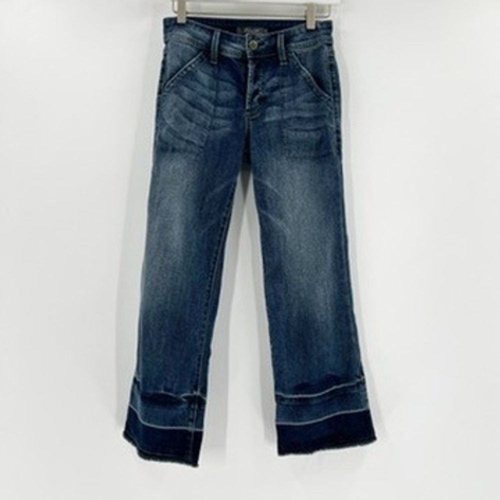 Level 99 Women Jeans Wide Leg Cropped Dark Wash‎ Size 24 Style EY2C52